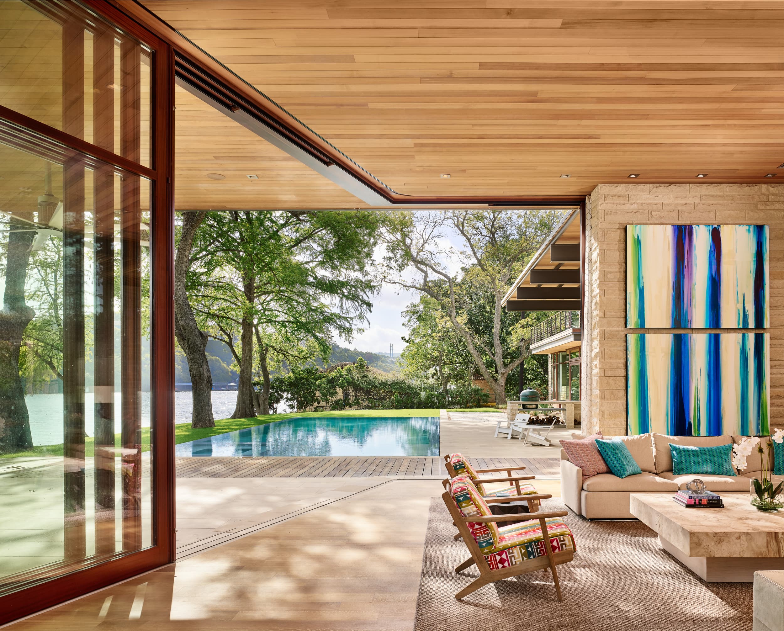 Lake Austin Residence - Livingroom to Pool; A Parallel Architecture