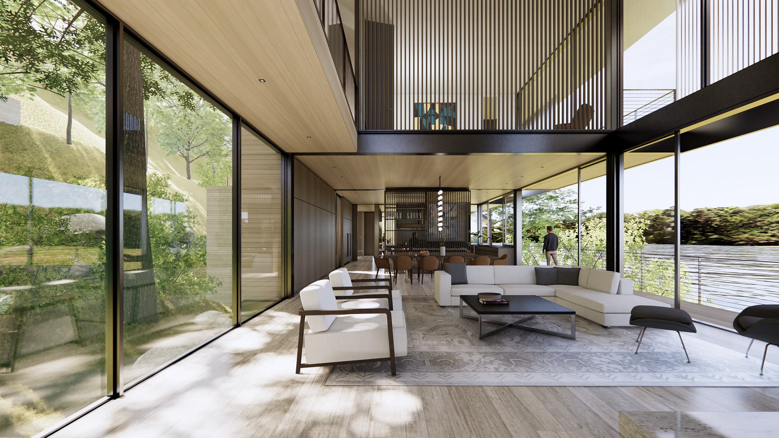 Rivercrest Residence - Livingroom; A Parallel Architecture