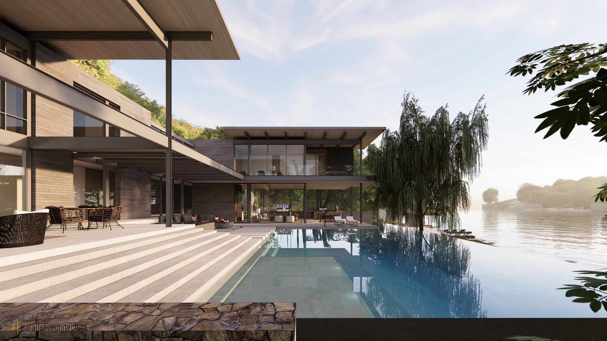 River's End Residence - Pool; A Parallel Architecture