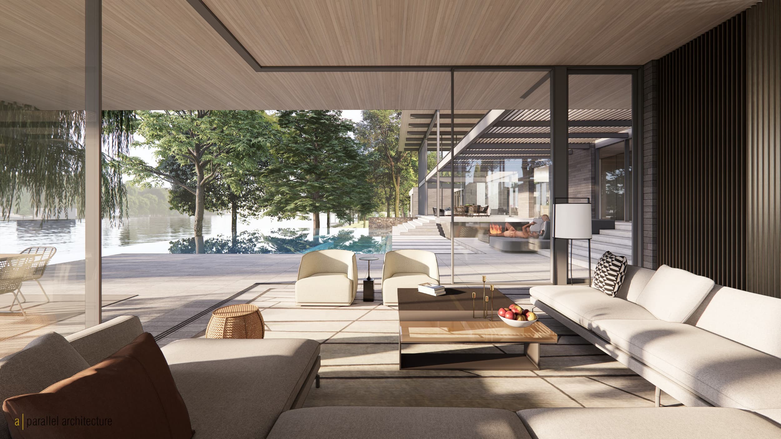 River's End Residence - Family Room; A Parallel Architecture