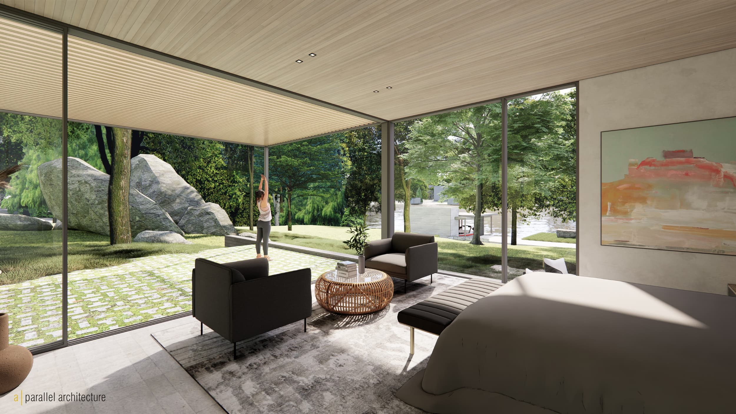River's End Residence - Primary Bedroom; A Parallel Architecture