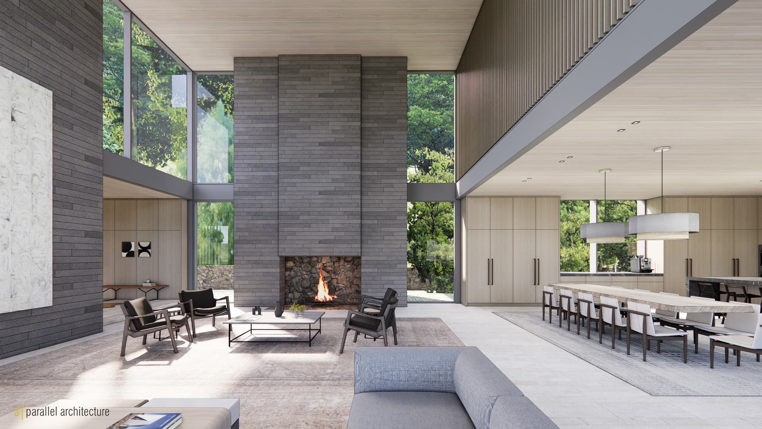 River's End Residence - Living Room; A Parallel Architecture