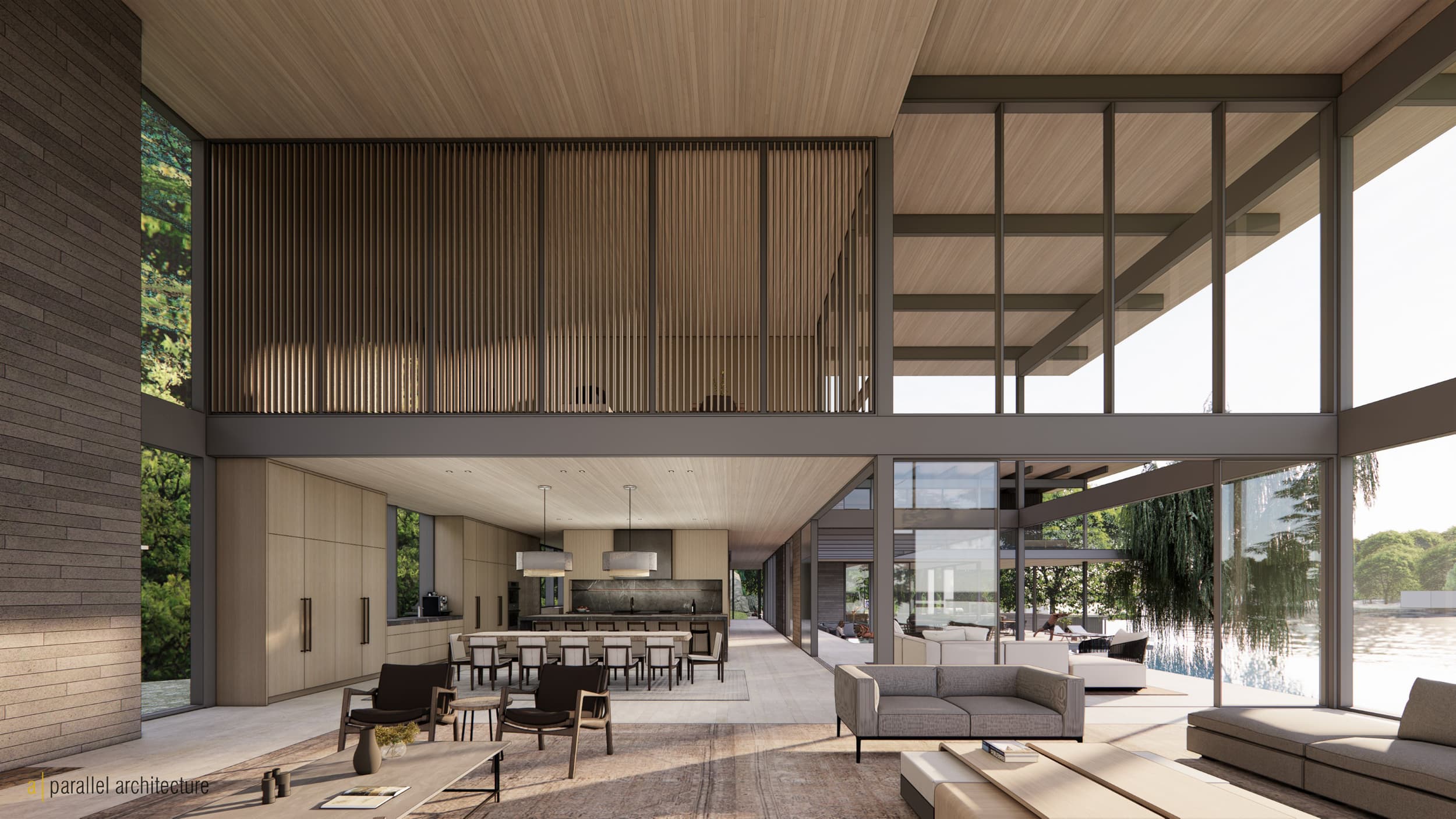 River's End Residence - Living Room; A Parallel Architecture