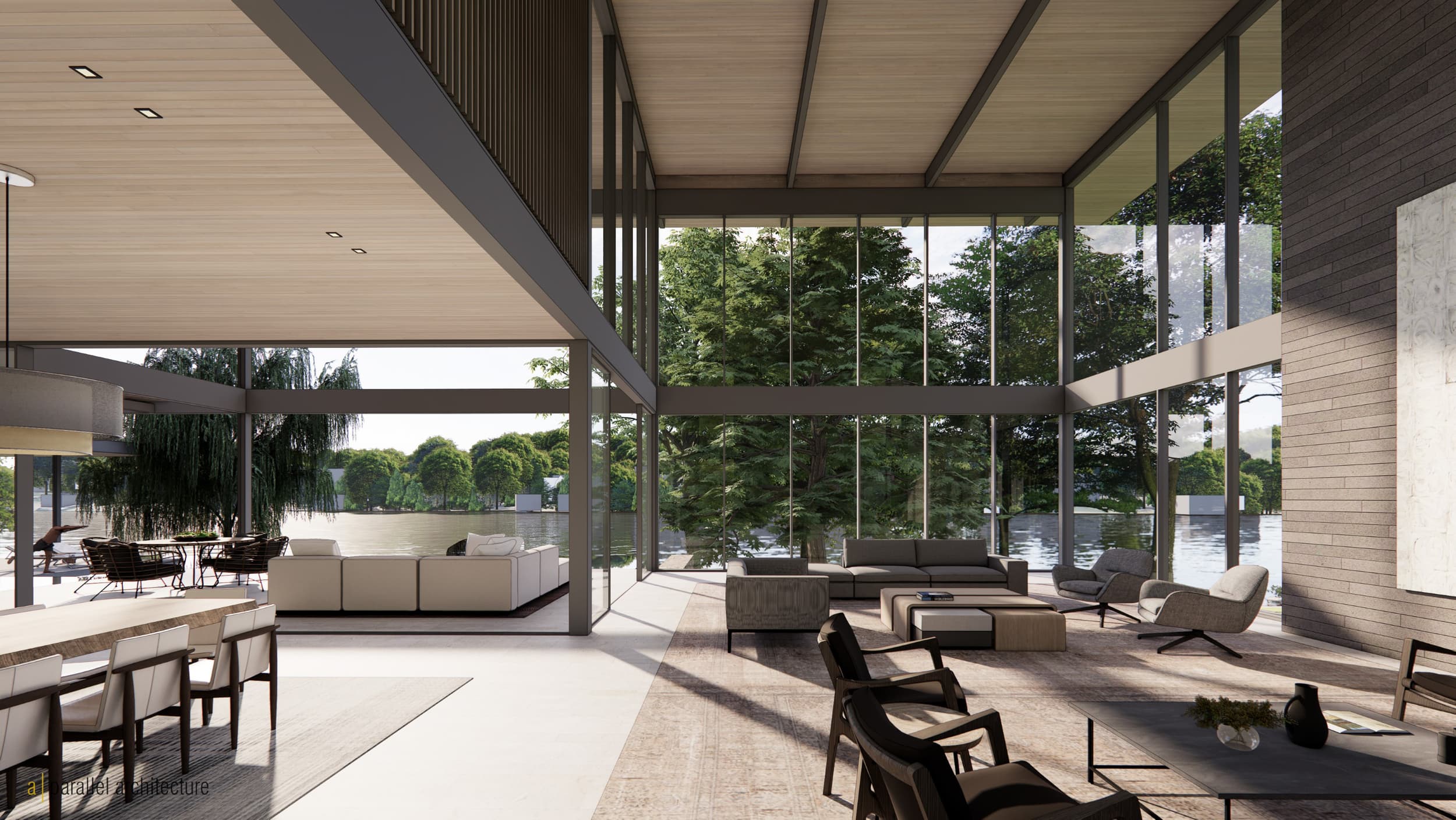 River's End Residence - View towards Lake; A Parallel Architecture