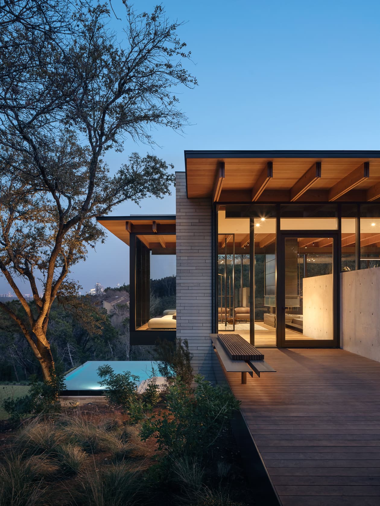 Terrace Mountain Residence - Entrance Evening; A Parallel Architecture