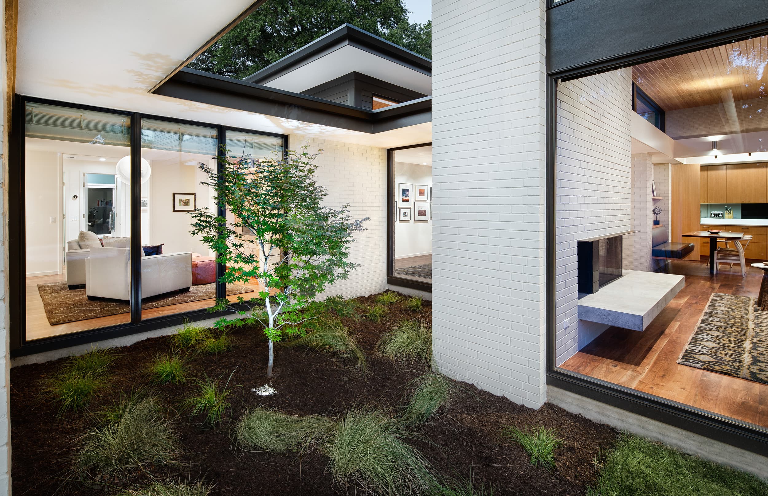 Three Courts Residence - Courtyard with tree; A Parallel Architecture