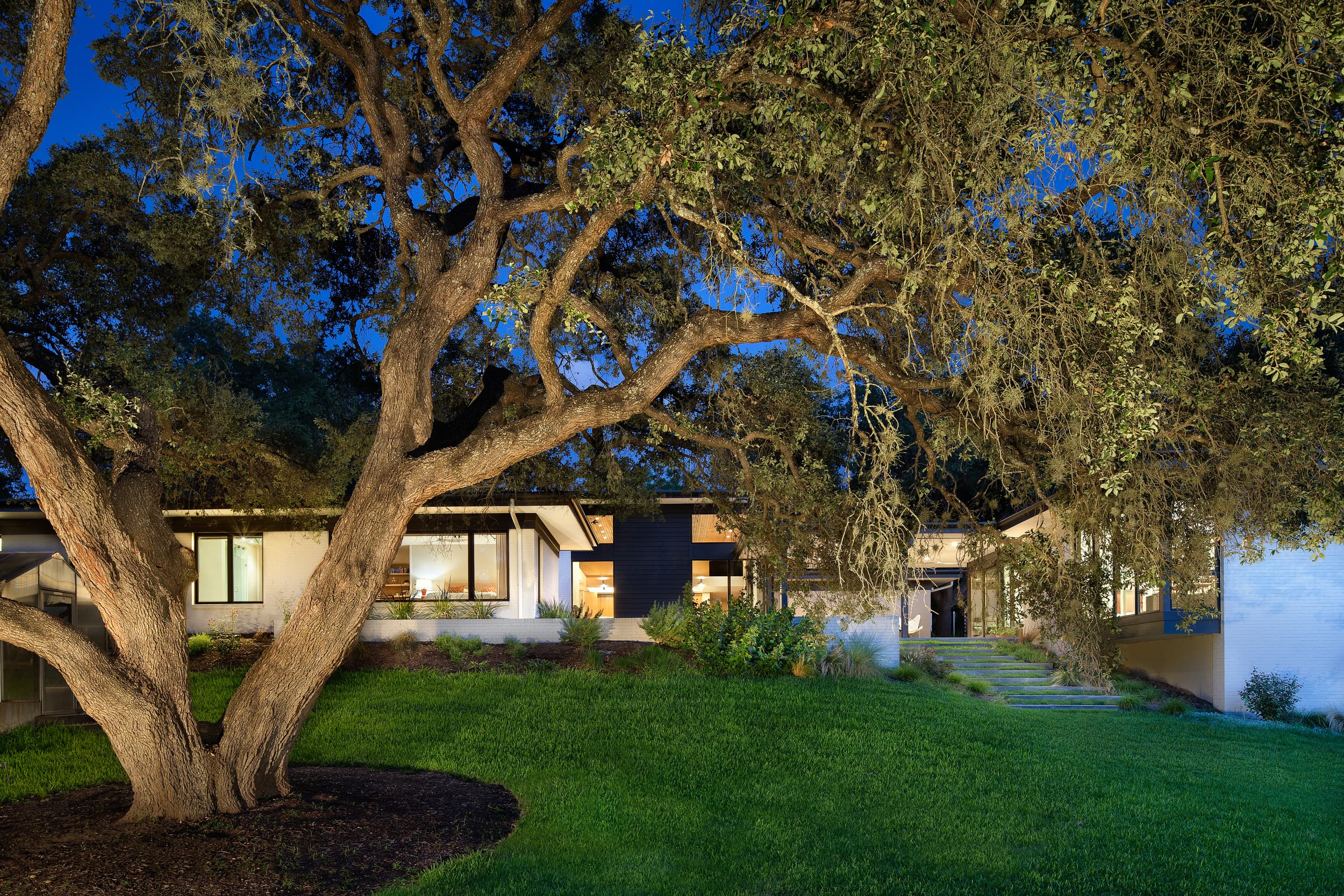 Three Courts Residence - Front yard towards house; A Parallel Architecture