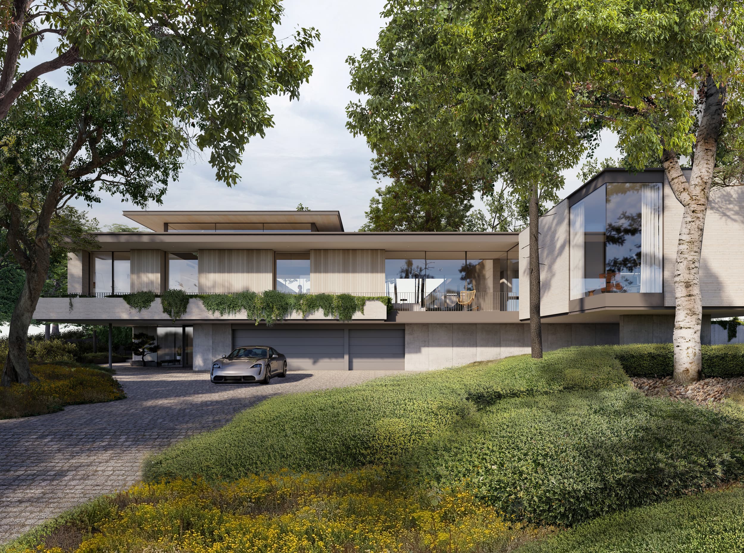 Vale Residence - Motor court Rendering; A Parallel Architecture